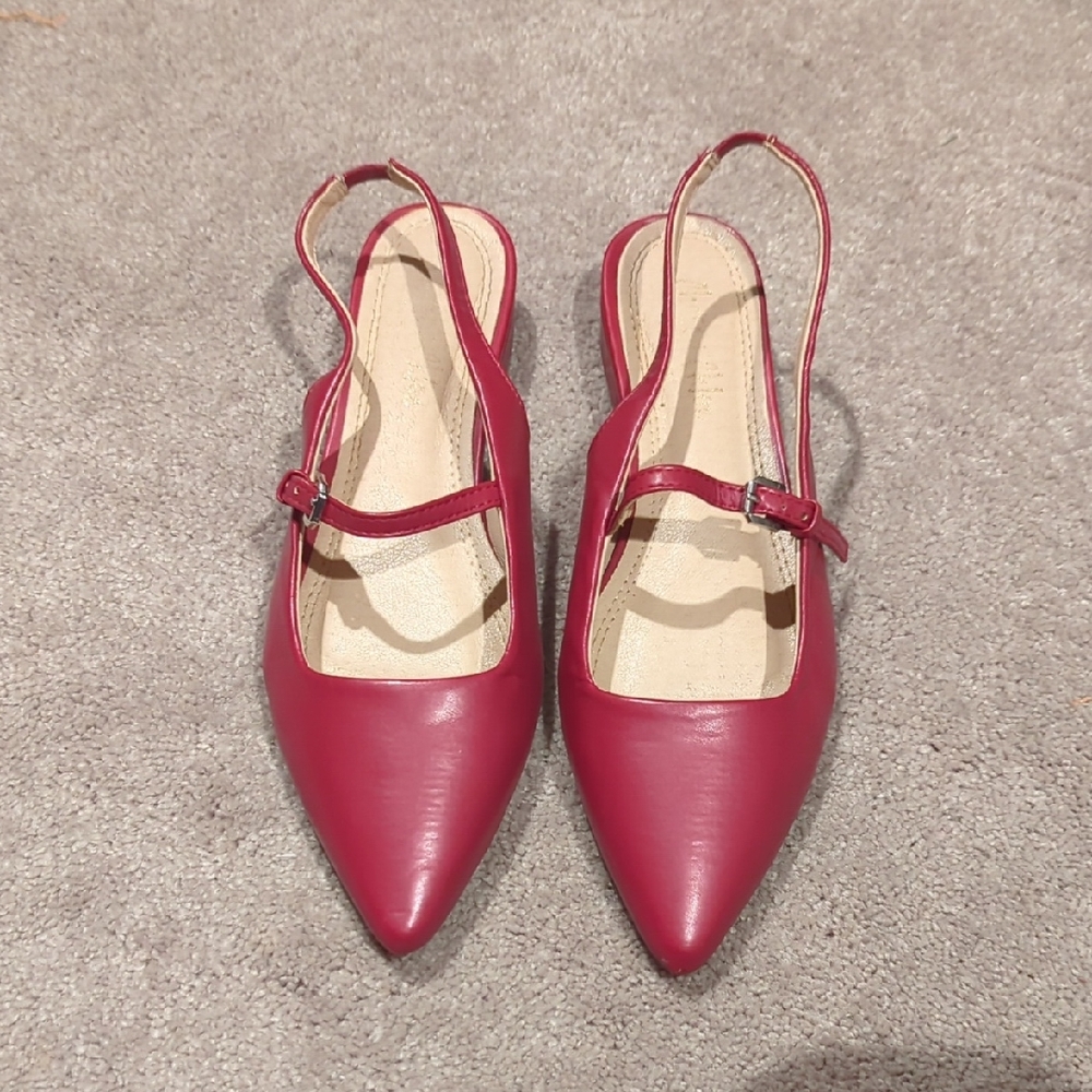 Chase + Chloe Burgundy Slingback Flats